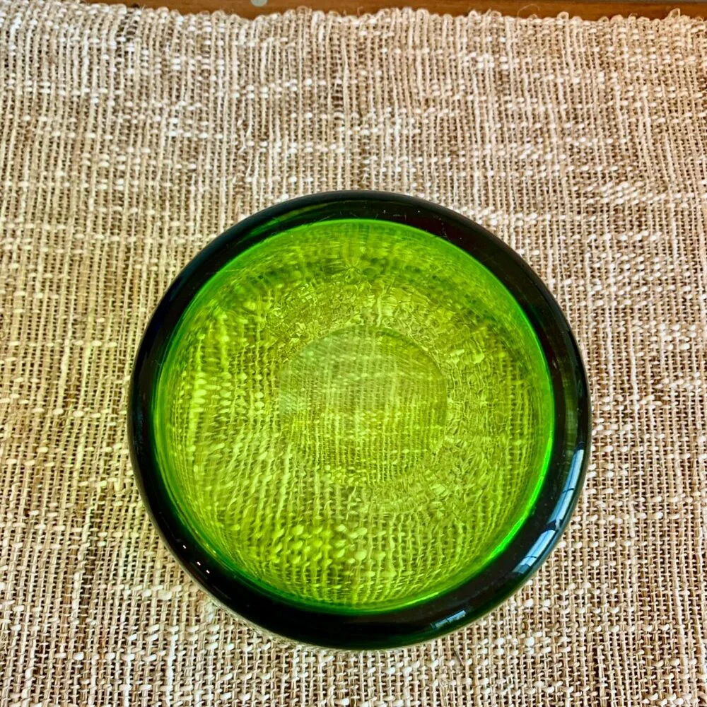 Hand Blown Art Glass Vase/Planter/Ice Bucket Vintage MCM Large Green